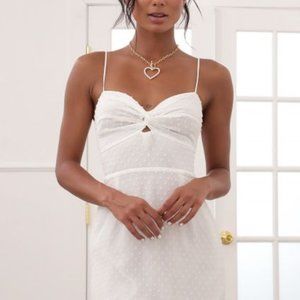 Evelyn Front Twist Chiffon Dress in White